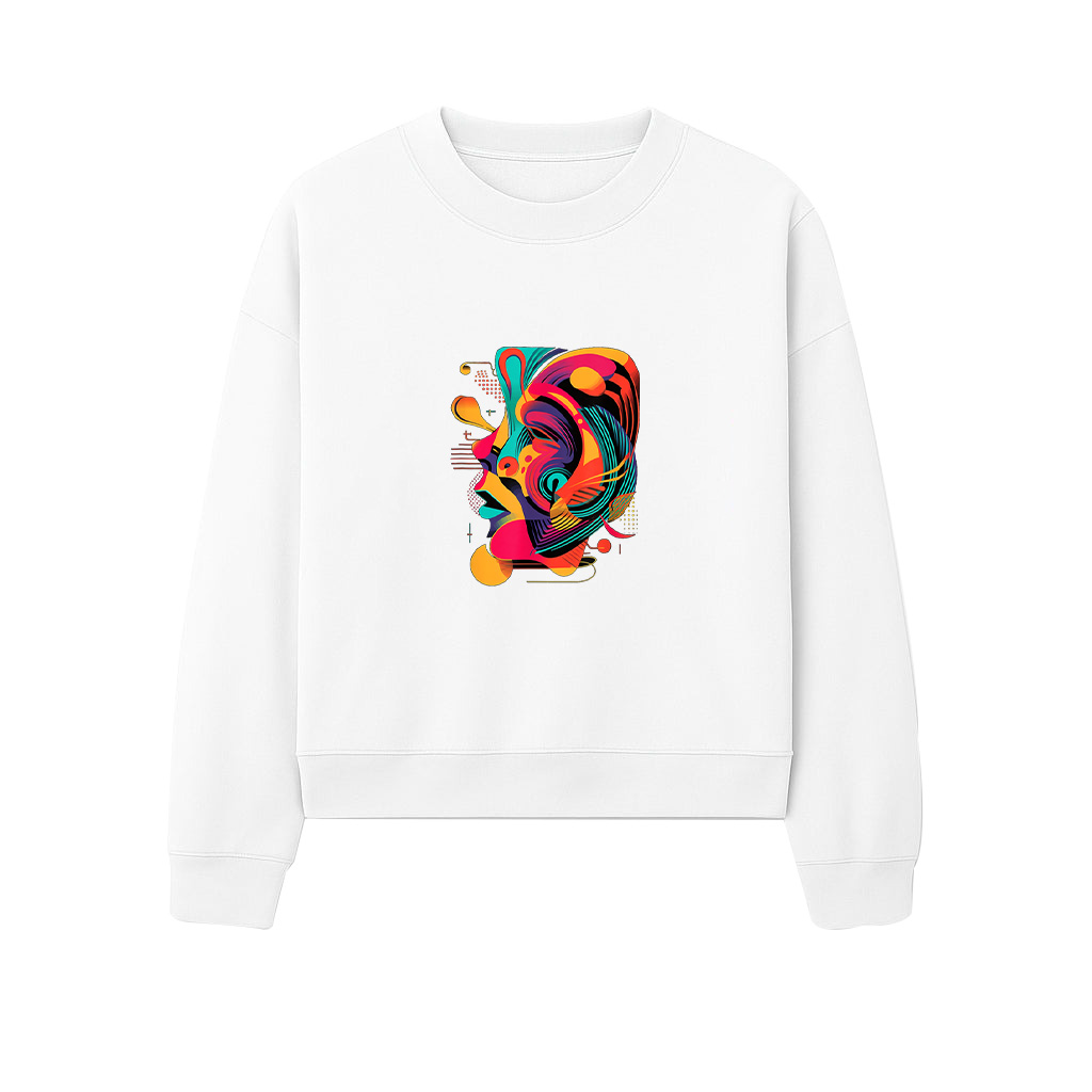 Colorful And Abstract Face Design Modern Art, Geometric Sweatshirts