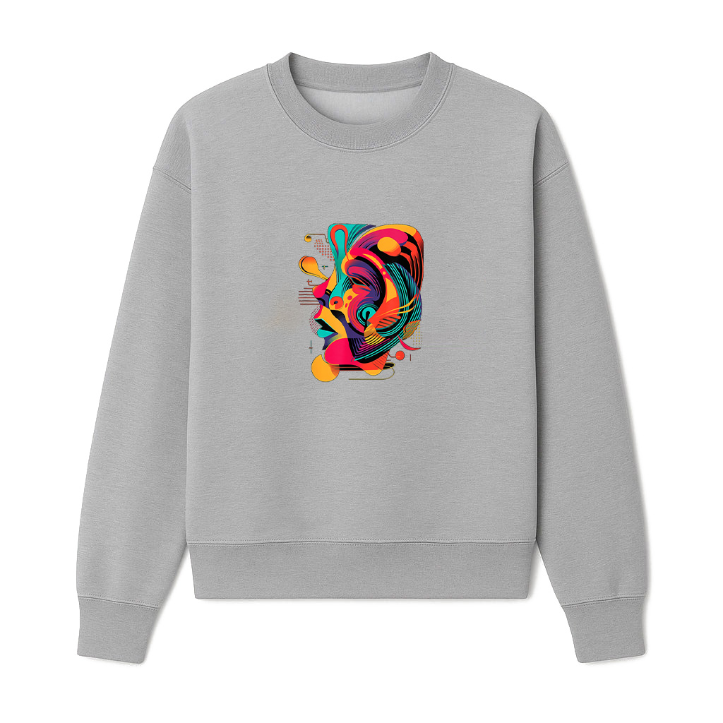 Colorful And Abstract Face Design Modern Art, Geometric Sweatshirts - Image 4