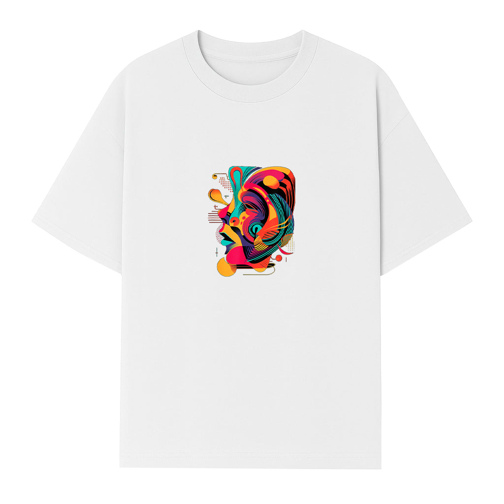 Colorful And Abstract Face Design Modern Art, Geometric T-Shirt