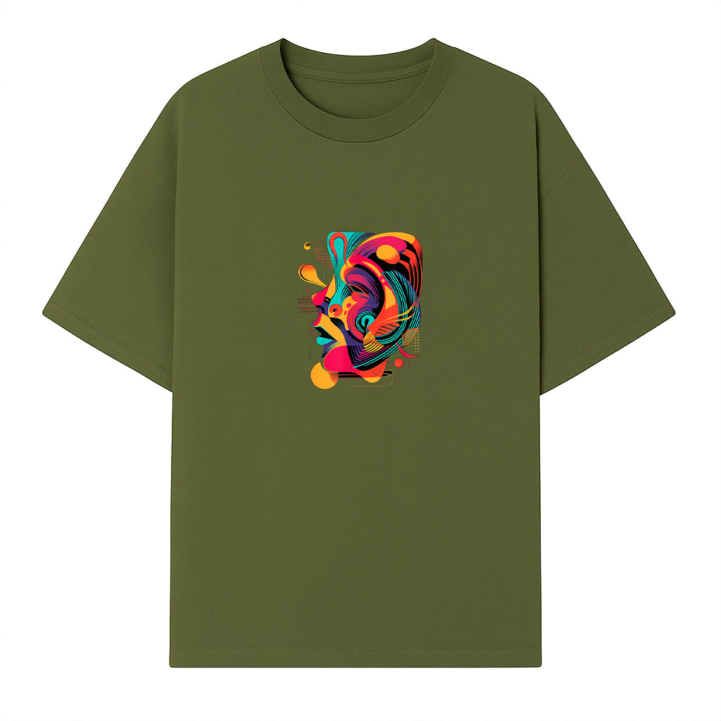 Colorful And Abstract Face Design Modern Art, Geometric T-Shirt - Image 3