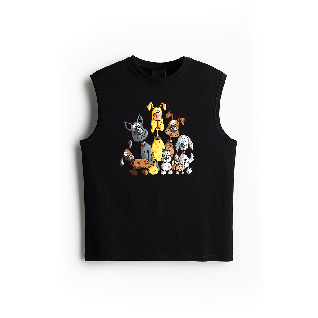 Colorful Dog Team I Dog Cartoon Dog Mom Dad Dog Lover Tank Top