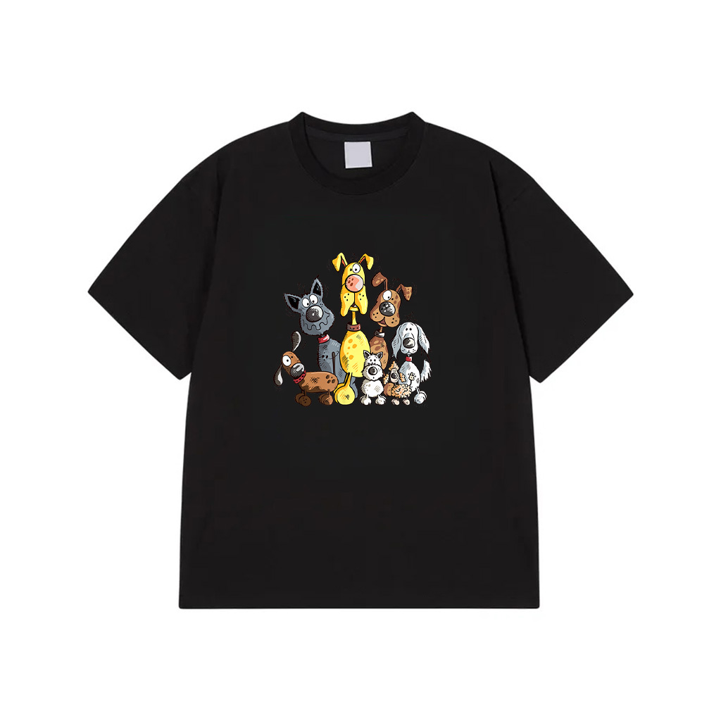 Colorful Dog Team I Dog Cartoon Dog Mom Dad Dog Lover T-Shirt