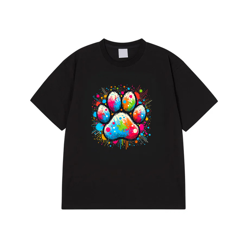Colorful Paw Dog T-Shirt