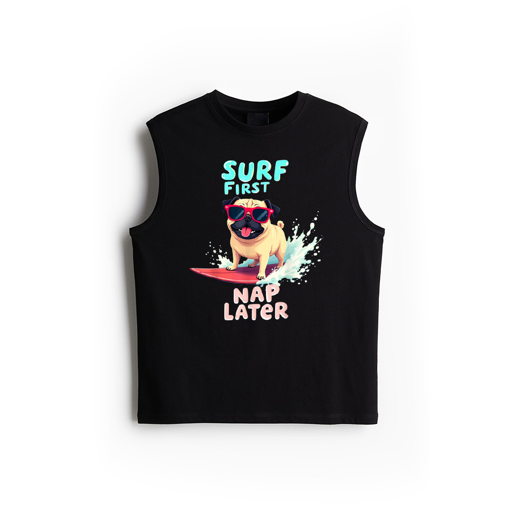 Cool Pug Surfing Dog Tank Top