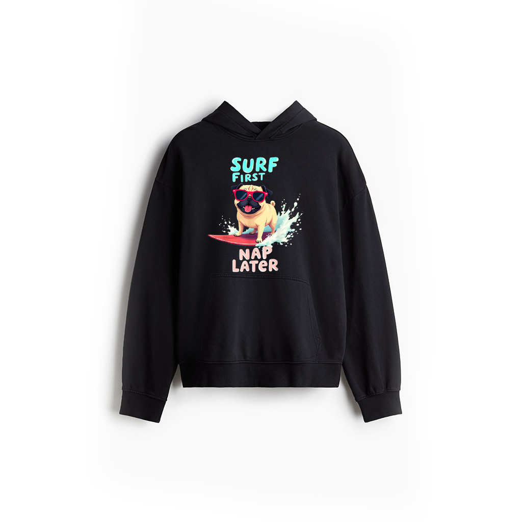 Cool Pug Surfing Dog Hoodie