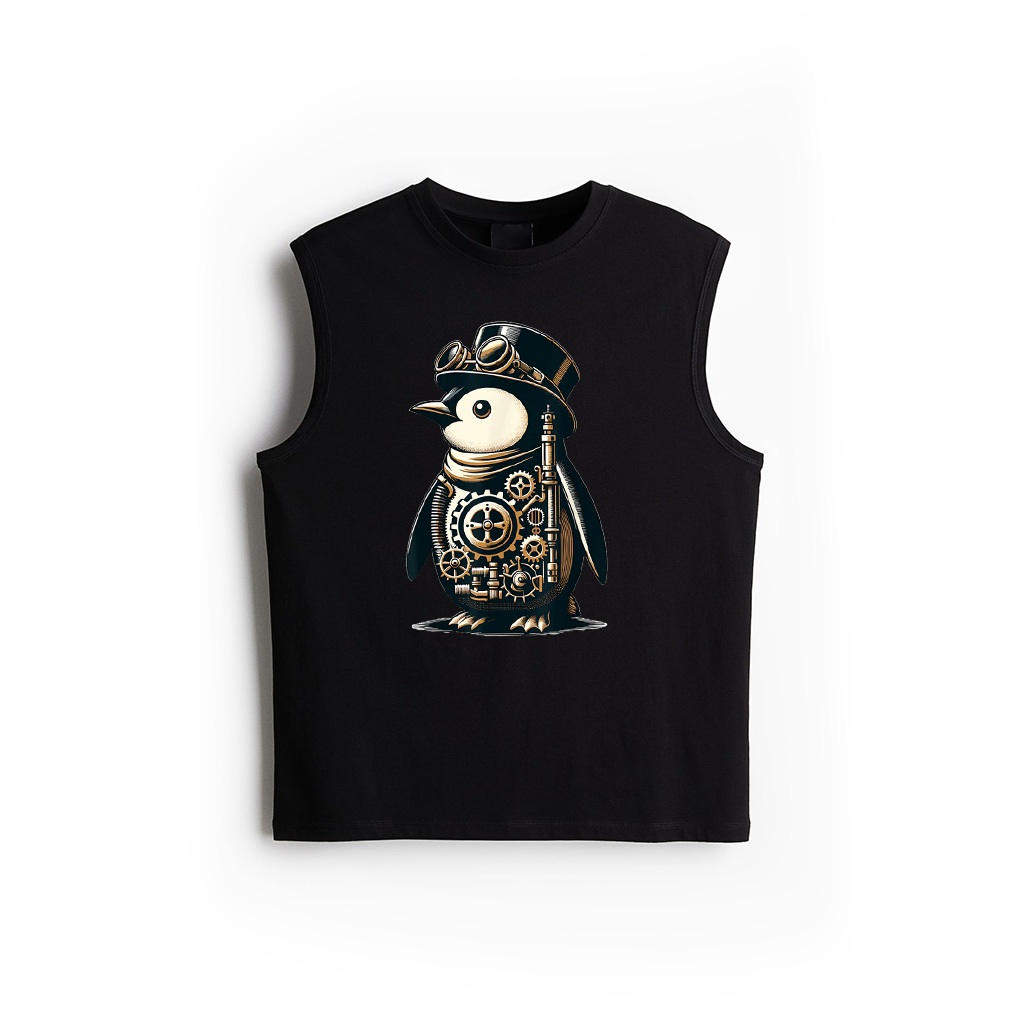 Cool Steampunk Aesthetic Penguin Lover Vintage Penguin Tank Top