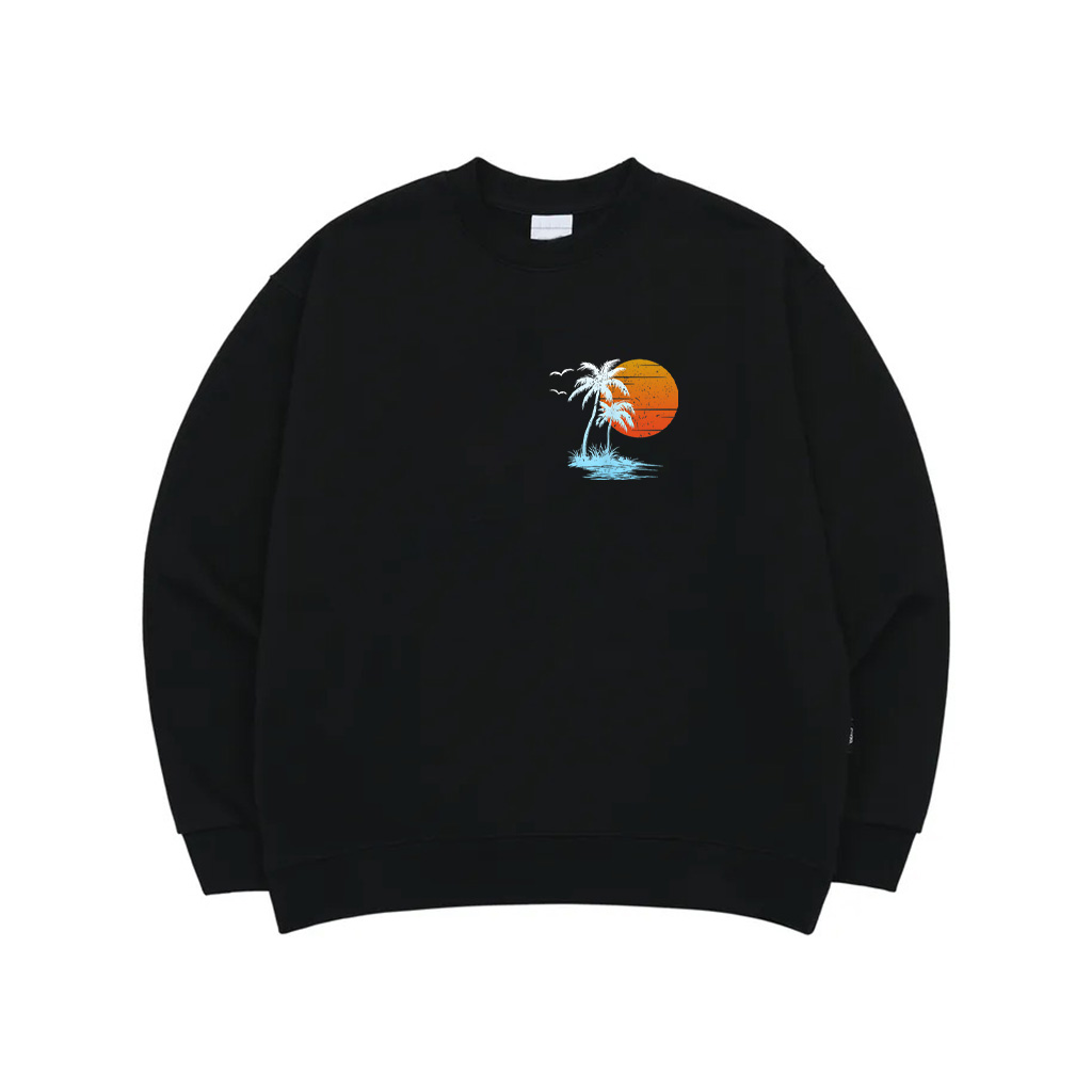 Cool Summer Vacation Men Women Island Sunset Beach Palm Tree Sweatshirt