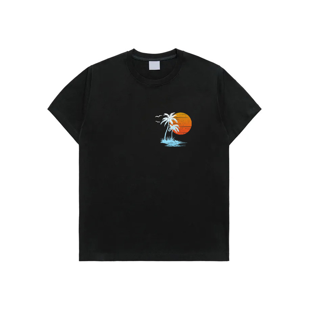 Cool Summer Vacation Men Women Island Sunset Beach Palm Tree T-Shirt