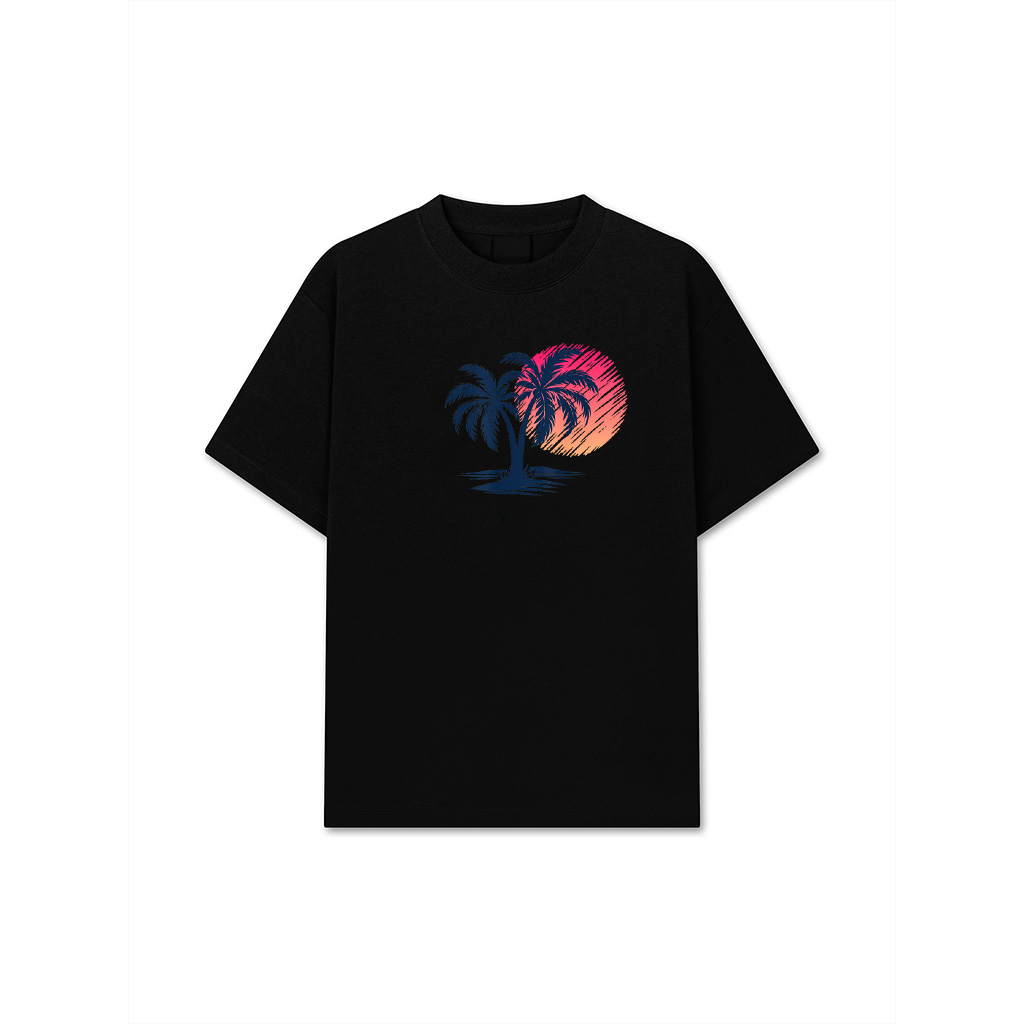 Cool Sunset Beach Palm Trees Summer Vacation T-Shirt