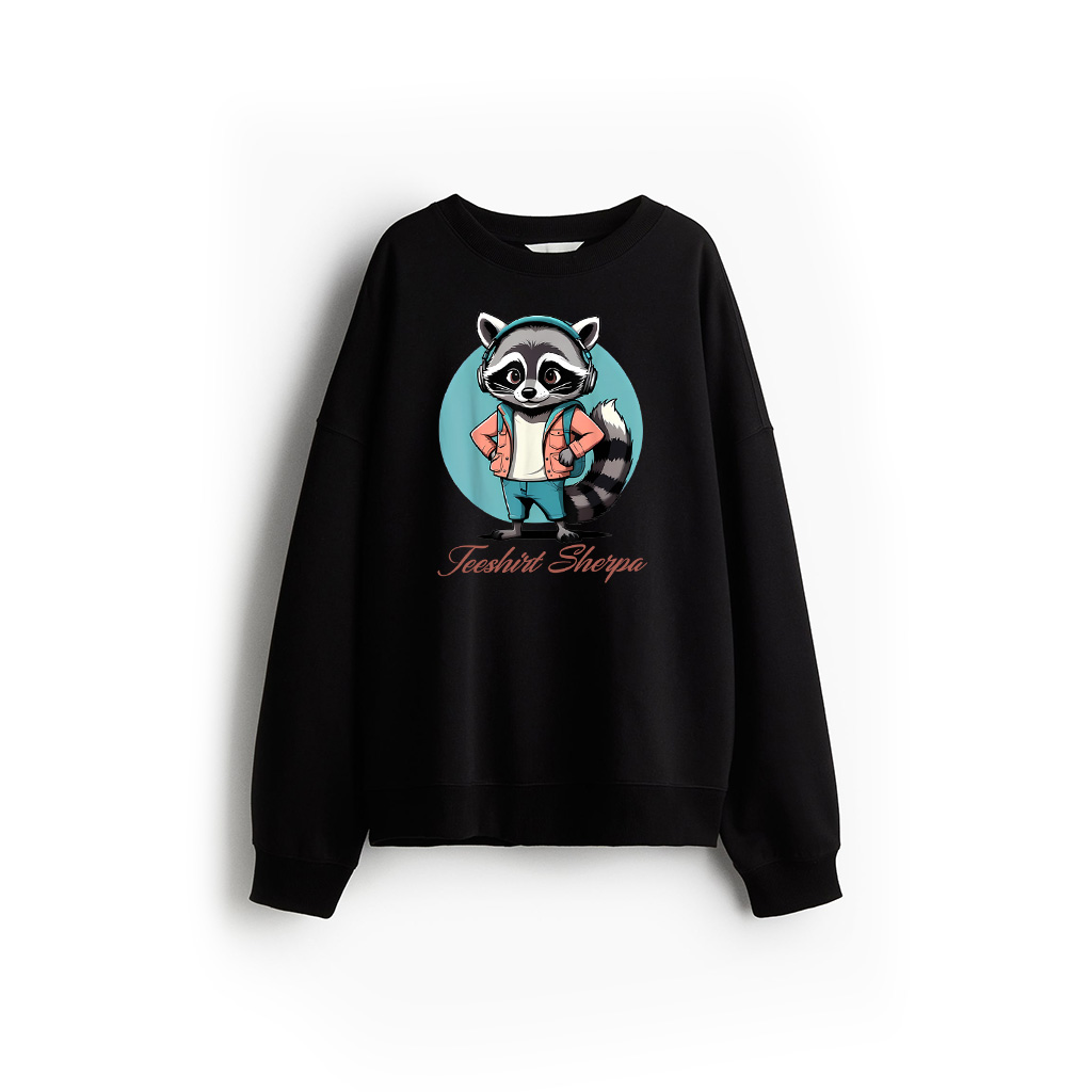 Cool Vintage Cartoon Raccoon With Headphones Sweatshirt