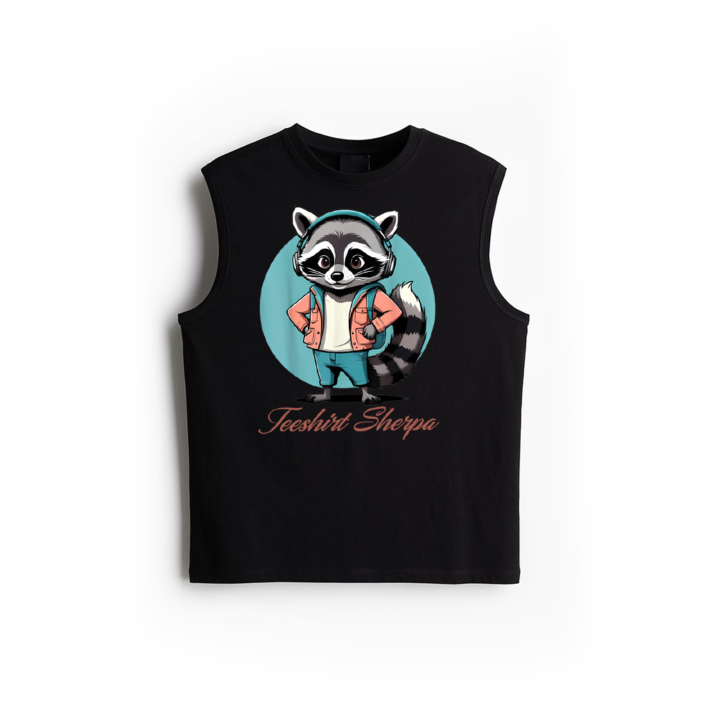 Cool Vintage Cartoon Raccoon With Headphones Tank Top
