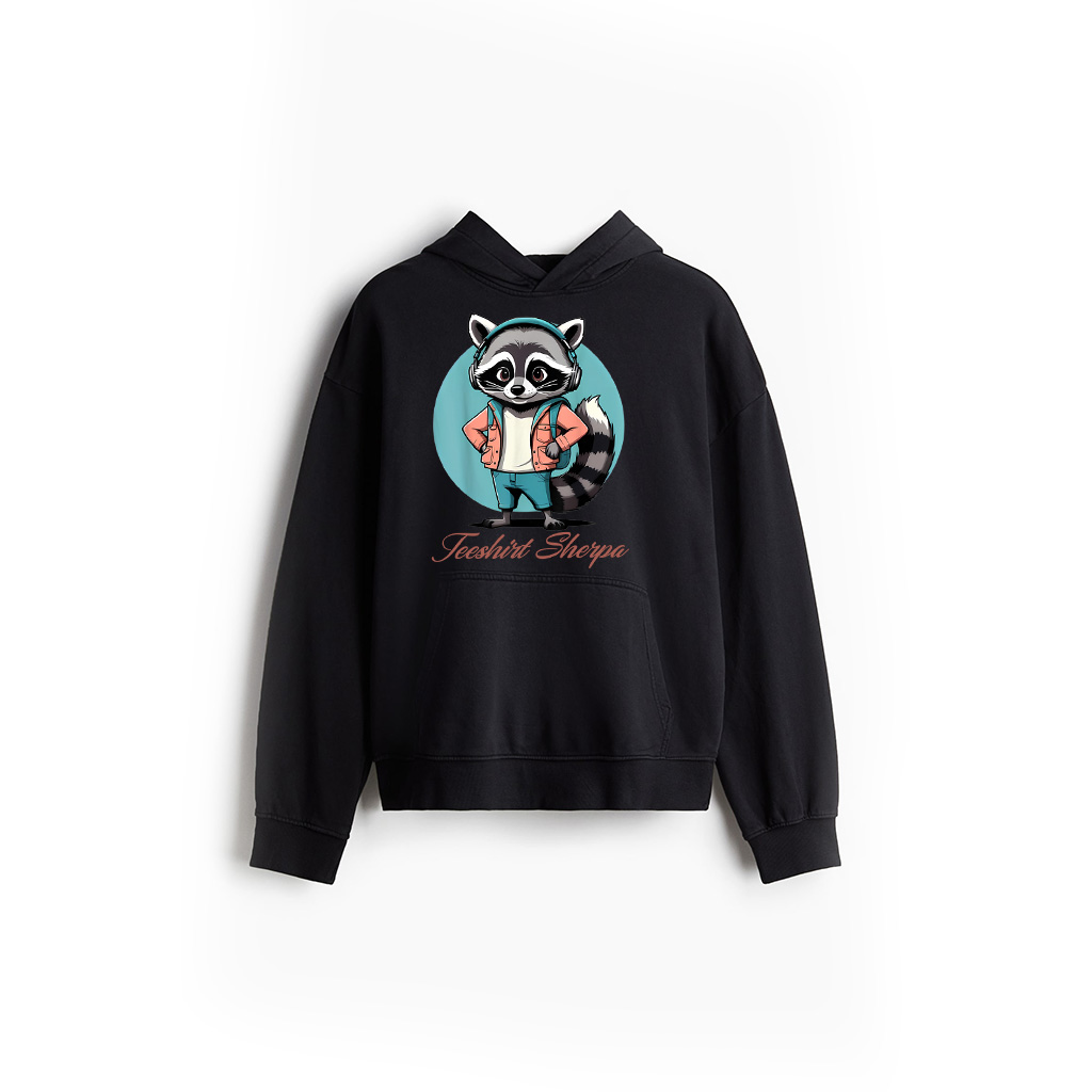 Cool Vintage Cartoon Raccoon With Headphones Hoodie