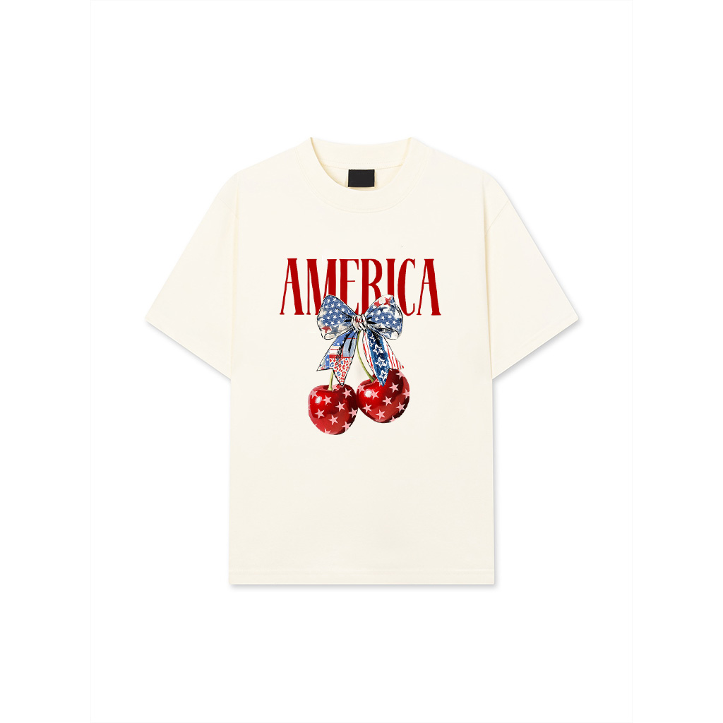 Coquette Bow America Cherry US Flag 4Th Of July Patriotic T-Shirt 26-06-2025