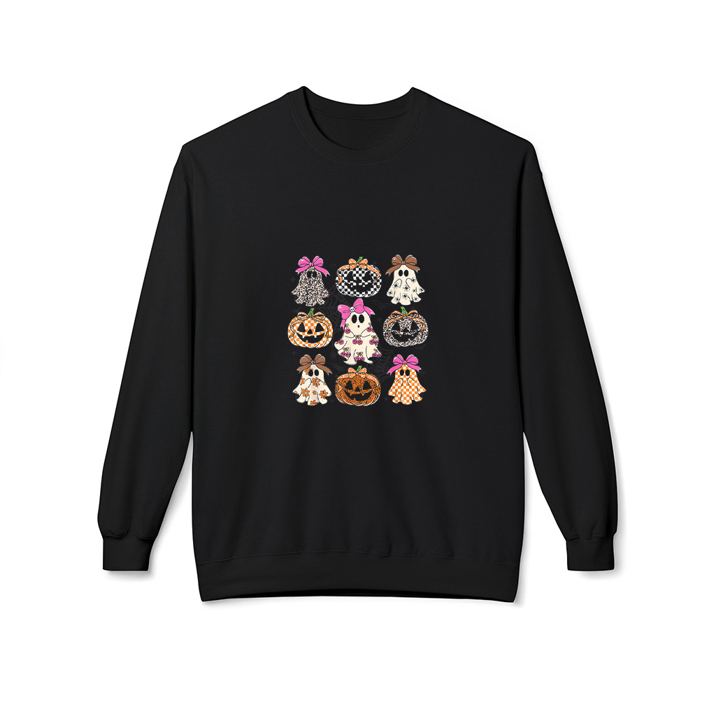 Coquette Bow Leopard Pumpkin Checkered Cherries Boo Ghost Sweatshirts