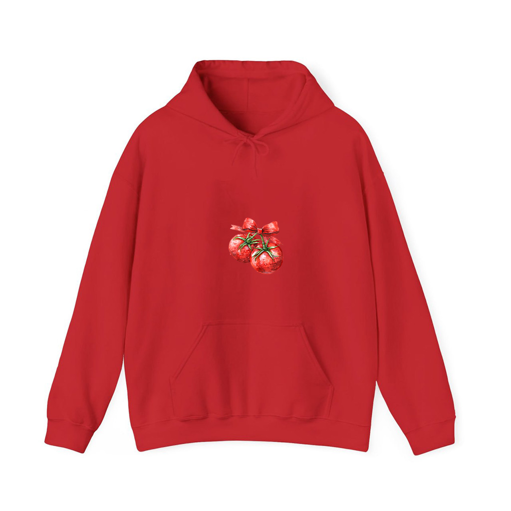 Coquette Bow With Tomato Kawaii Charm Hoodie