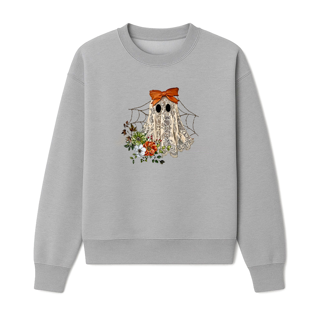 Coquette Ghost Halloween Flower Ghost Spooky Lace Ghost Sweatshirts 06-10-2025