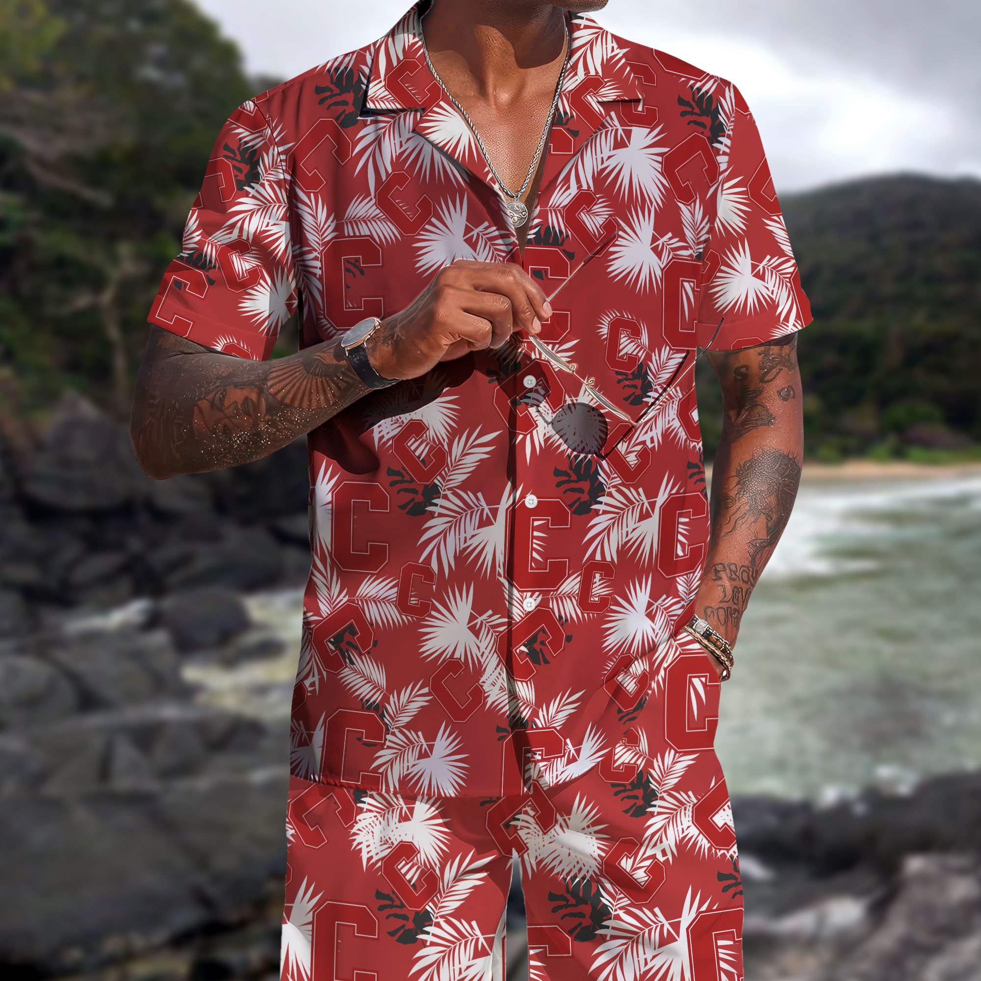 Cornell Big Red Hawaiian Shorts Set 2025 Version, Hawaiian Shirts, Sports Shorts, Gifts For Fan