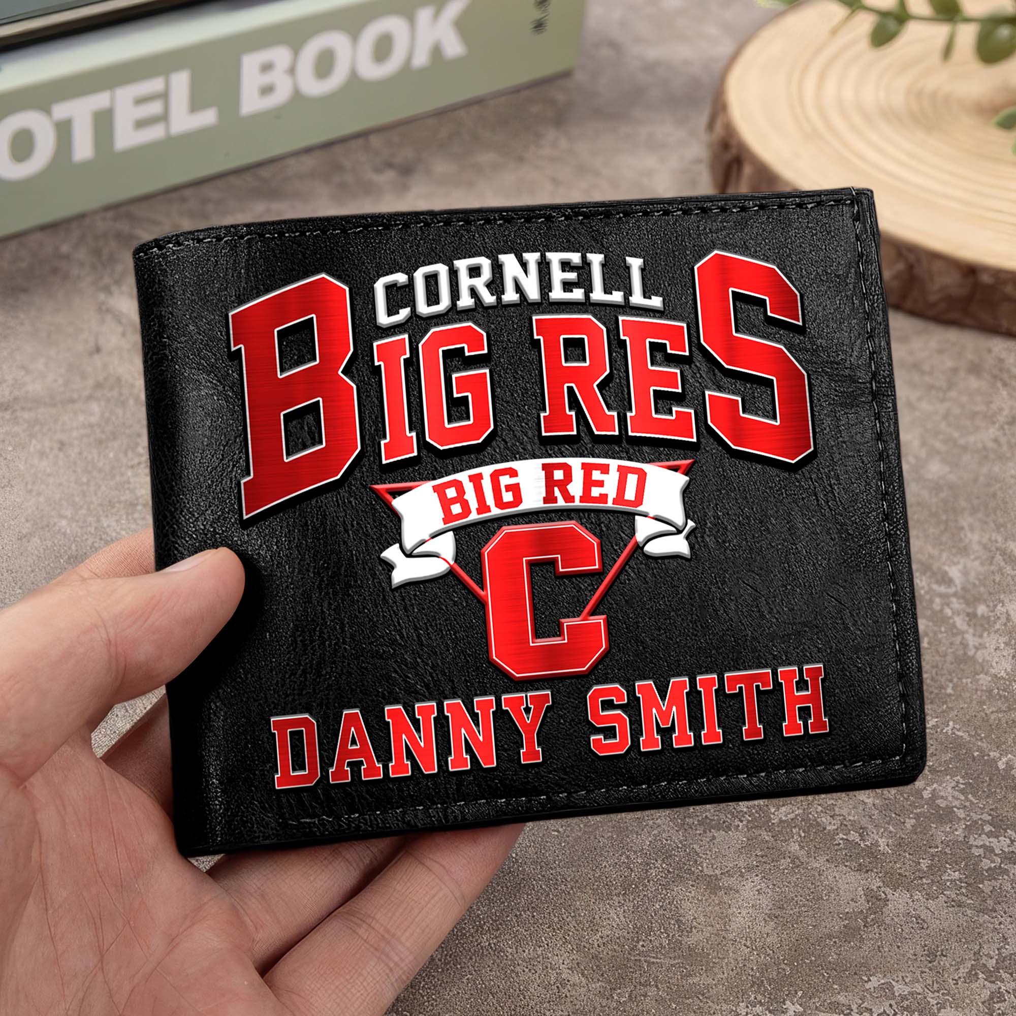 Cornell Big Red Men Wallet Custom Your Name, Football Team Men Wallet For Fans, Gifts For Football Lovers