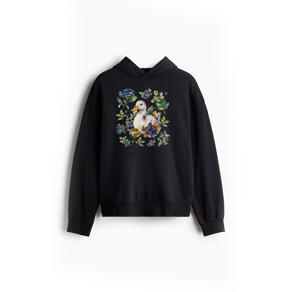 Cottagecore Blueberry Duck Vintage Farm Animal Duck Lover Hoodie