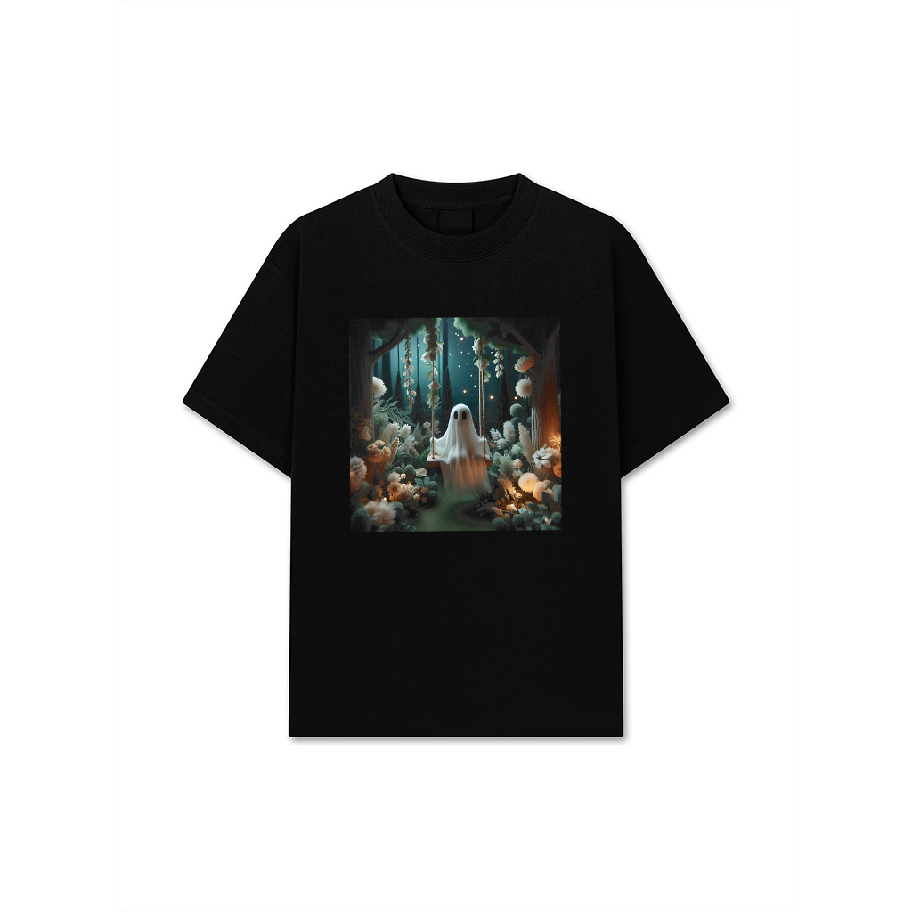 Cottagecore Ghost Swing Floral Aesthetic Halloween Spooky T-Shirt