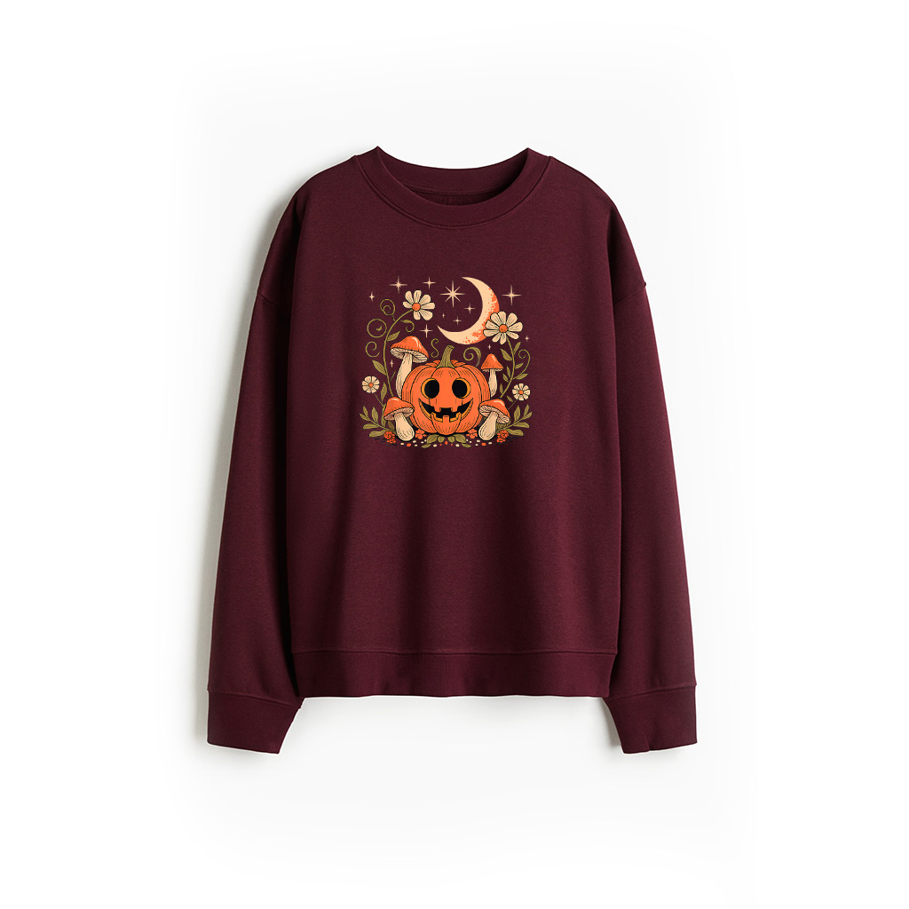 Cottagecore Halloween Vintage Floral Boho Pumpkin Moon Sweatshirts - Image 2