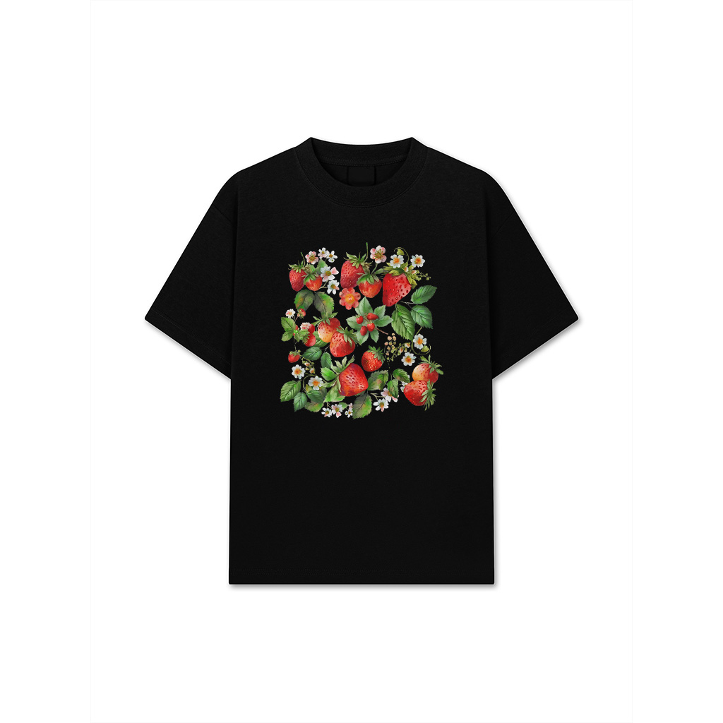 Cottagecore Strawberry Pressed Floral Botanical Strawberry T-Shirt