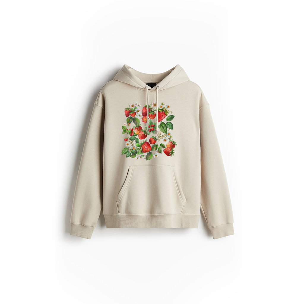Cottagecore Strawberry Pressed Floral Botanical Strawberry Hoodie 26-06-2025