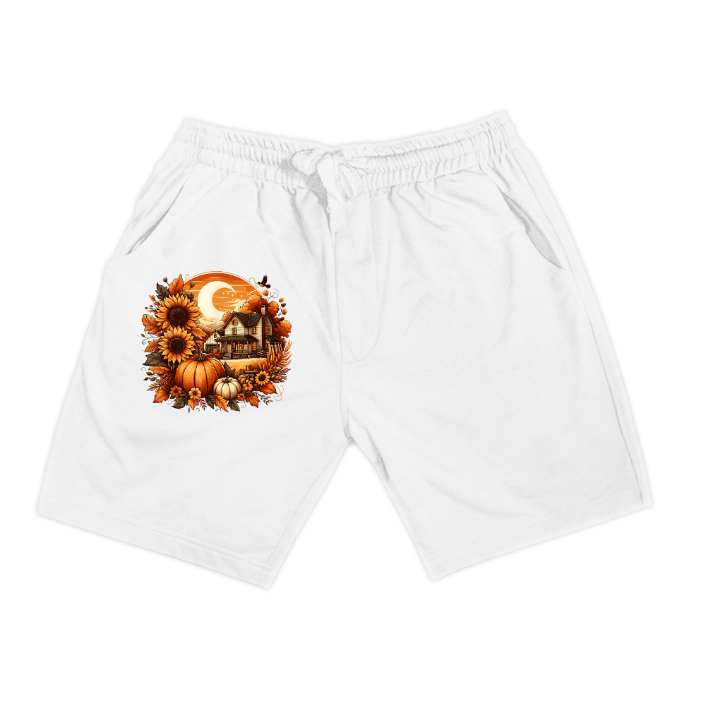Cottagecore Vintage Moon Floral Pumpkin Fall Leaves Shorts