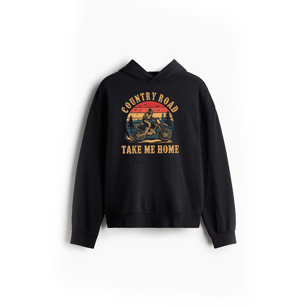 Country Road Take Me Home Dirt Bike Vintage Motocross Rider Hoodie