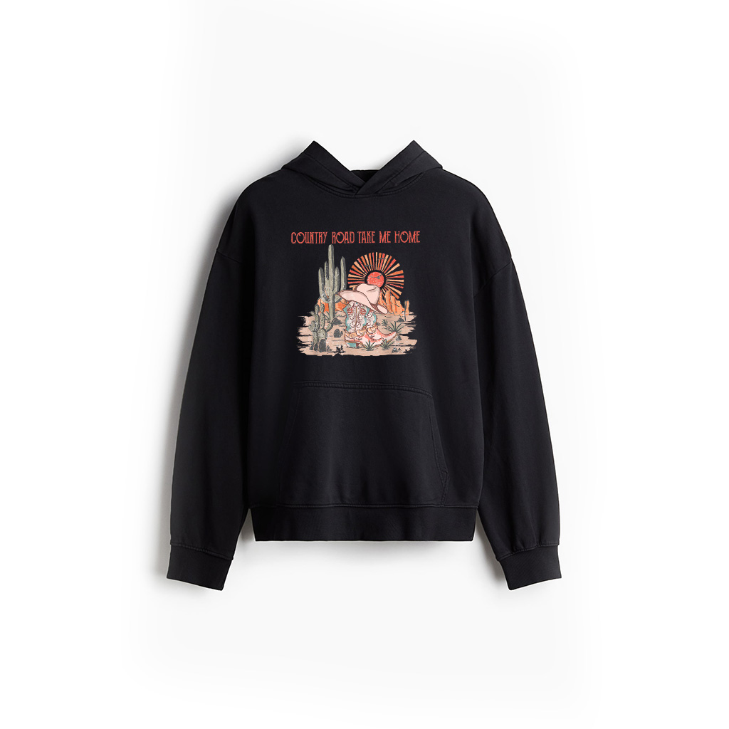 Country Roads, Take Me Home Cowboy Boots Music Western Rodeo Hoodie