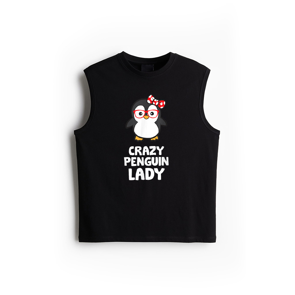 Crazy Penguin Lady Women Girls Penguin Tank Top