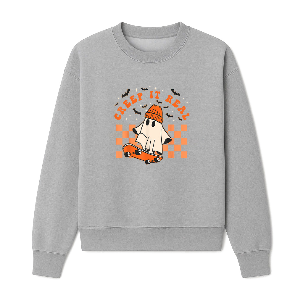 Creep It Real Vintage Halloween Ghost Skateboarding Sweatshirts 06-10-2025