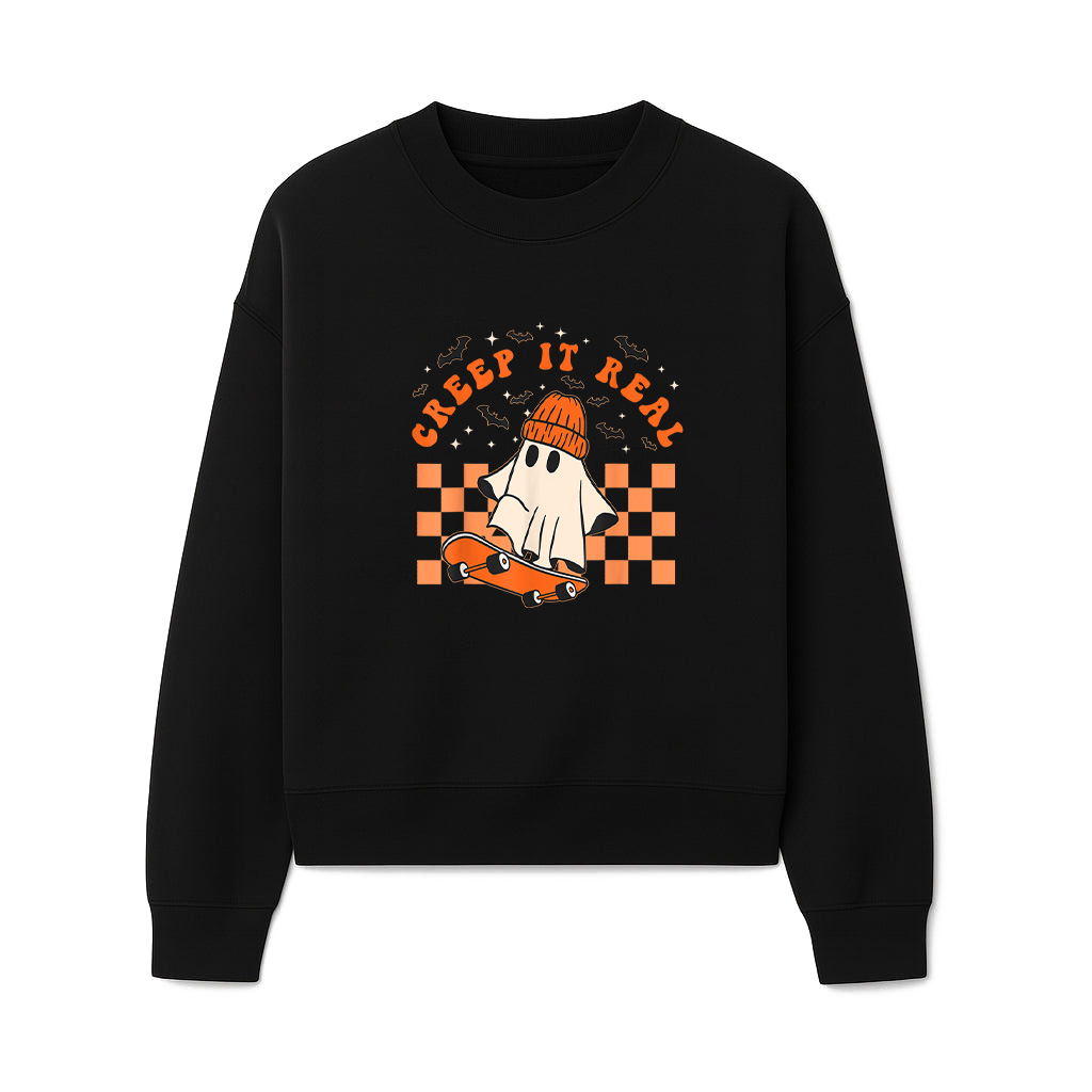 Creep It Real Vintage Halloween Ghost Skateboarding Sweatshirts 06-10-2025