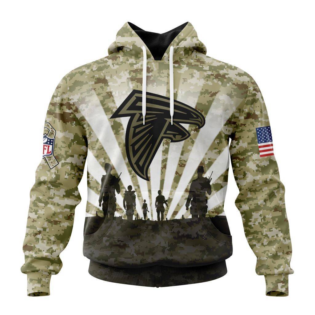Custom NFL Atlanta Falcons Salute To Service   Honor Veterans And Their Families Unisex Hoodie TH0865