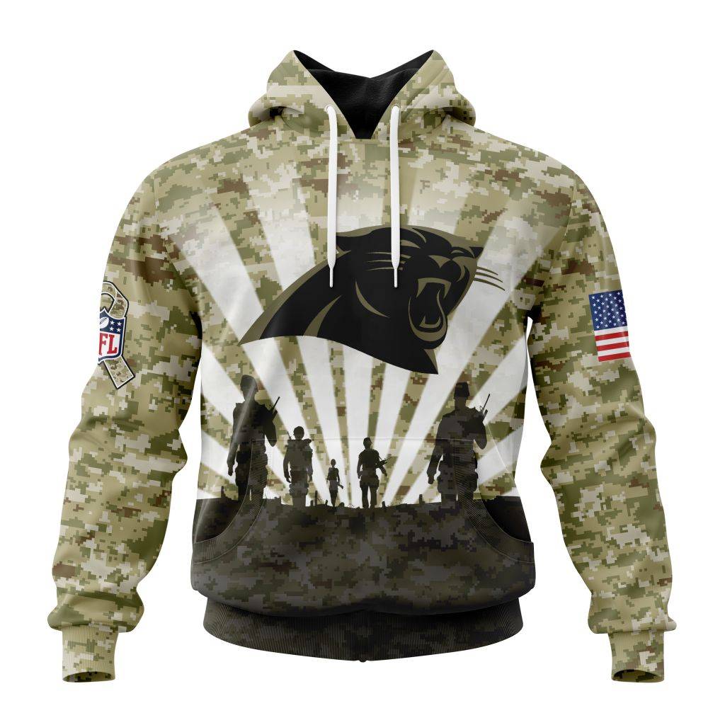 Custom NFL Carolina Panthers Salute To Service   Honor Veterans And Their Families Unisex Hoodie TH0868