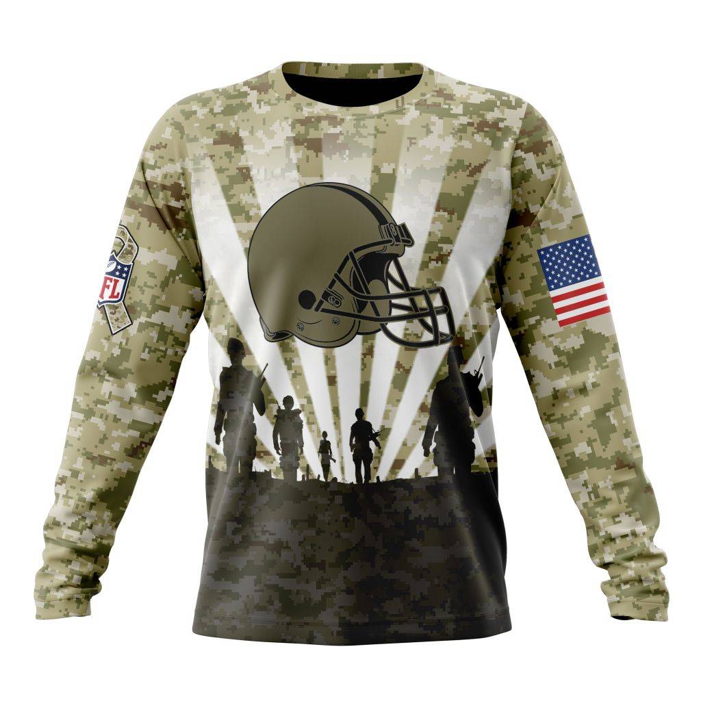 Custom NFL Cleveland Browns Salute To Service   Honor Veterans And Their Families Unisex Sweatshirt SWS008