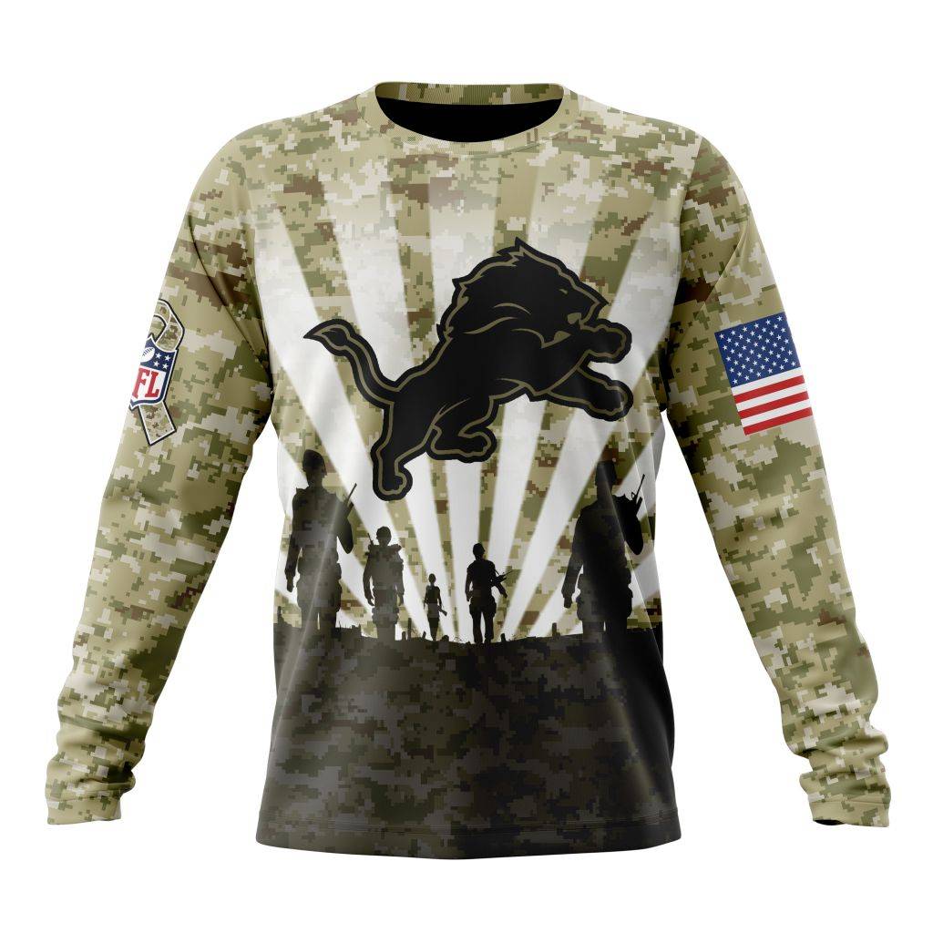 Custom NFL Detroit Lions Salute To Service   Honor Veterans And Their Families Unisex Sweatshirt SWS011