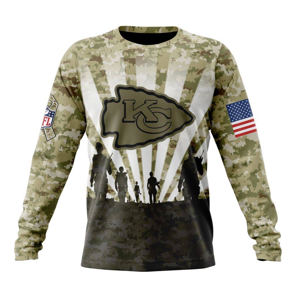 Custom NFL Kansas City Chiefs Salute To Service   Honor Veterans And Their Families Unisex Sweatshirt SWS016