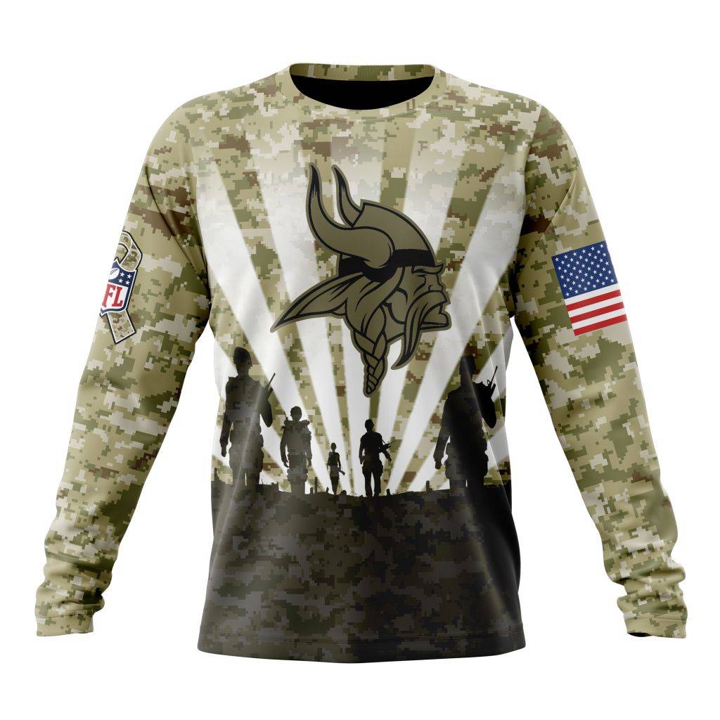 Custom NFL Minnesota Vikings Salute To Service   Honor Veterans And Their Families Unisex Sweatshirt SWS021