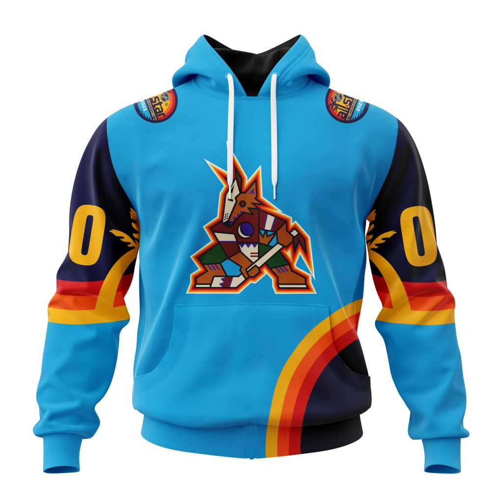 Custom NHL Arizona Coyotes Special All Star Game Atlantic Ocean Unisex Pullover Hoodie