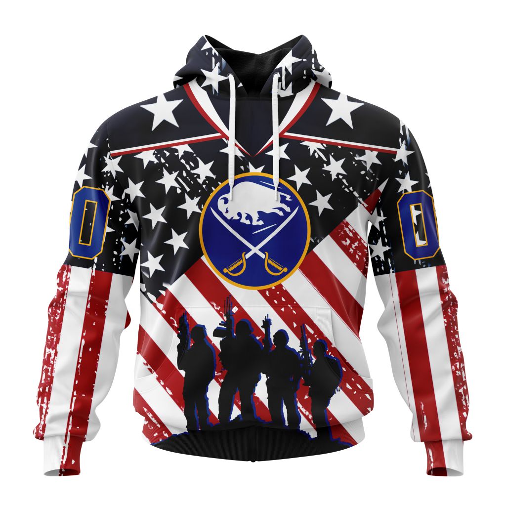 Custom NHL Buffalo Sabres Specialized Kits For Honor Uss Military Unisex Pullover Hoodie