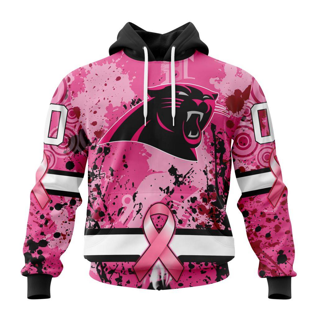Customized NFL Carolina Panthers I Pink I Can In October We Wear Pink Breast Cancer Unisex Hoodie TH0922