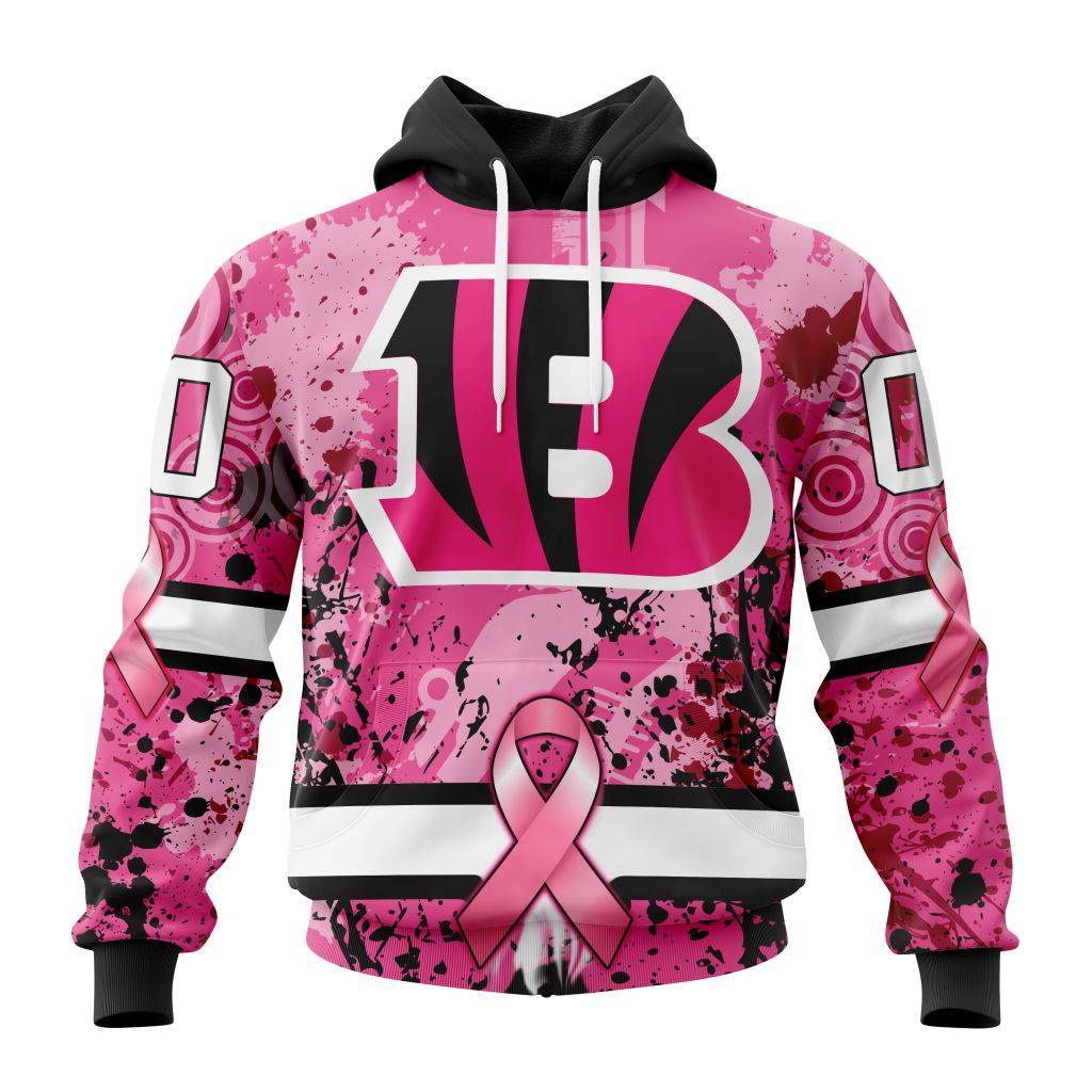 Customized NFL Cincinnati Bengals I Pink I Can In October We Wear Pink Breast Cancer Unisex Hoodie TH0934