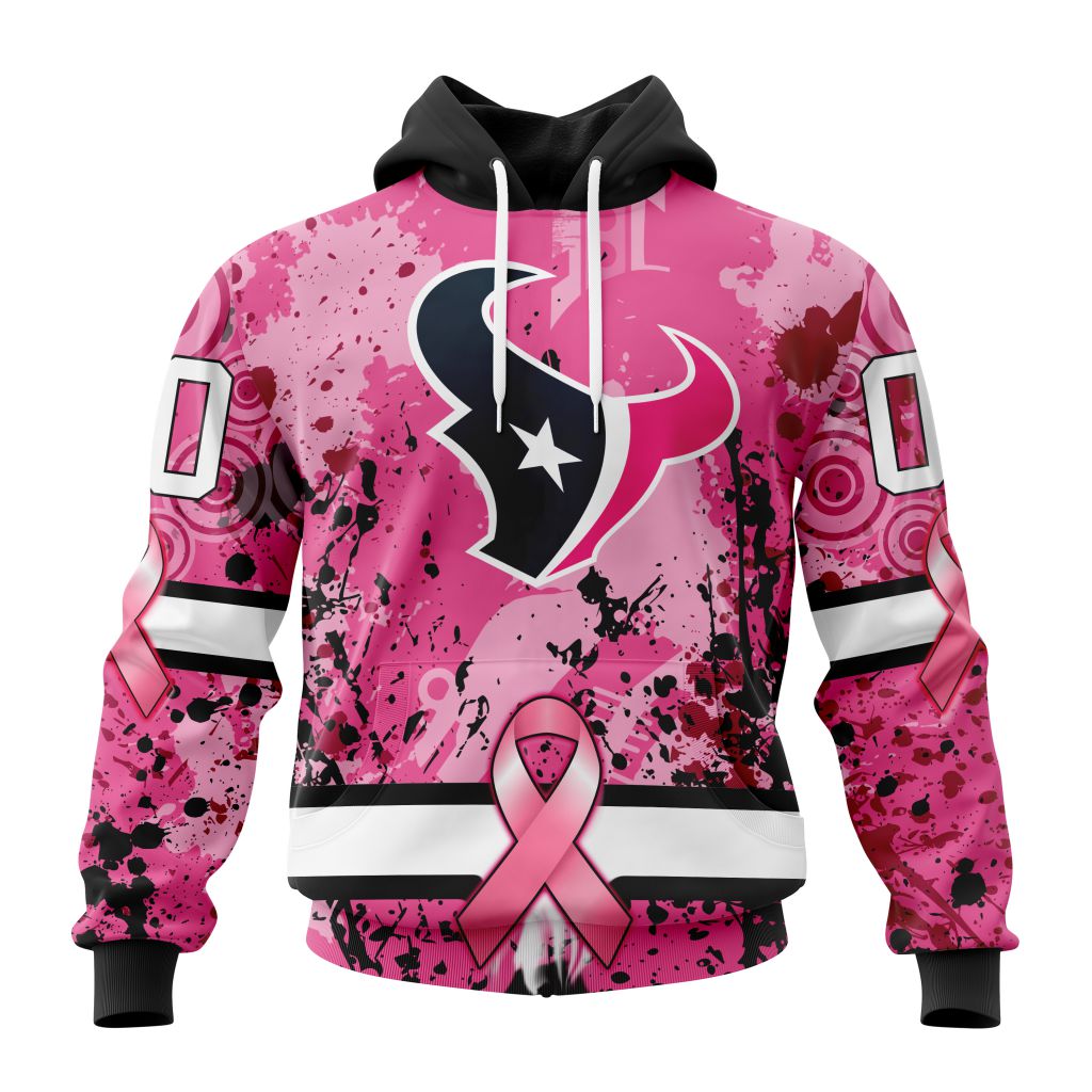 Customized NFL Houston Texans I Pink I Can In October We Wear Pink Breast Cancer Unisex Hoodie TH0971