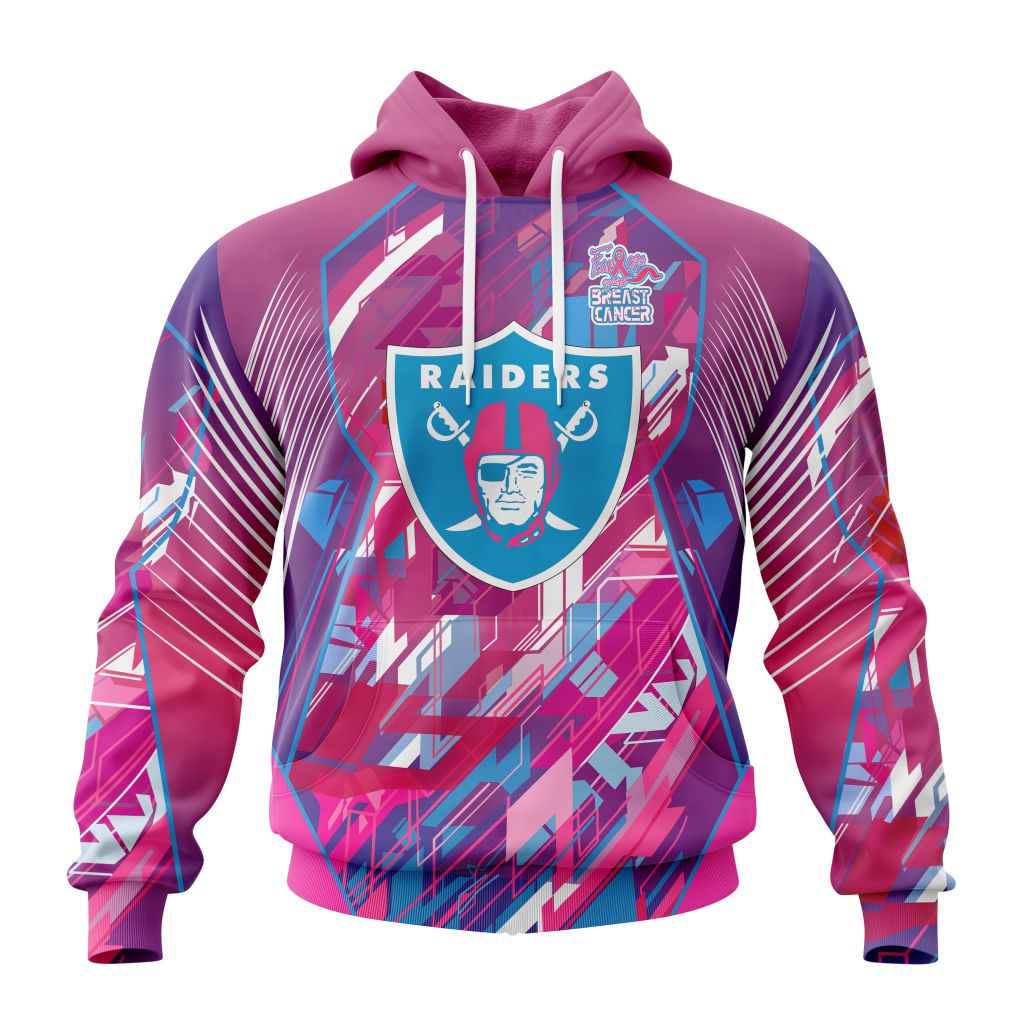 Customized NFL Las Vegas Raiders I Pink I Can Fearless Again Breast Cancer Unisex Hoodie TH0994