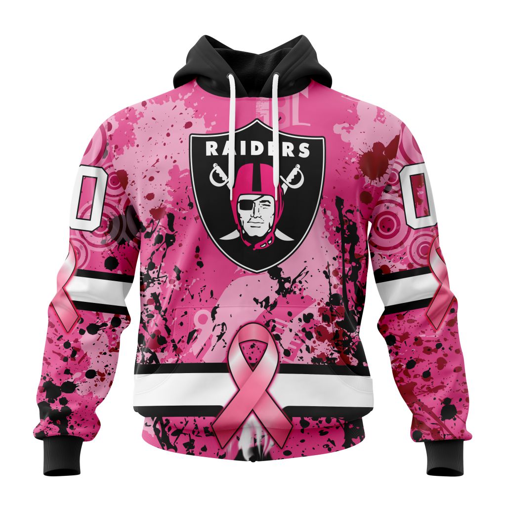 Customized NFL Las Vegas Raiders I Pink I Can In October We Wear Pink Breast Cancer Unisex Hoodie TH0995