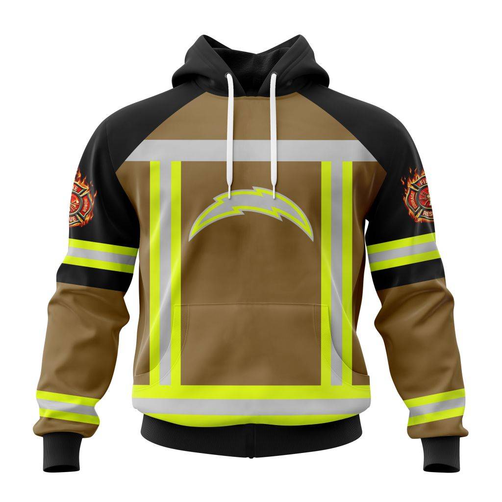 Customized NFL Los Angeles Chargers Special Firefighter Uniform Design Unisex Hoodie PH1003