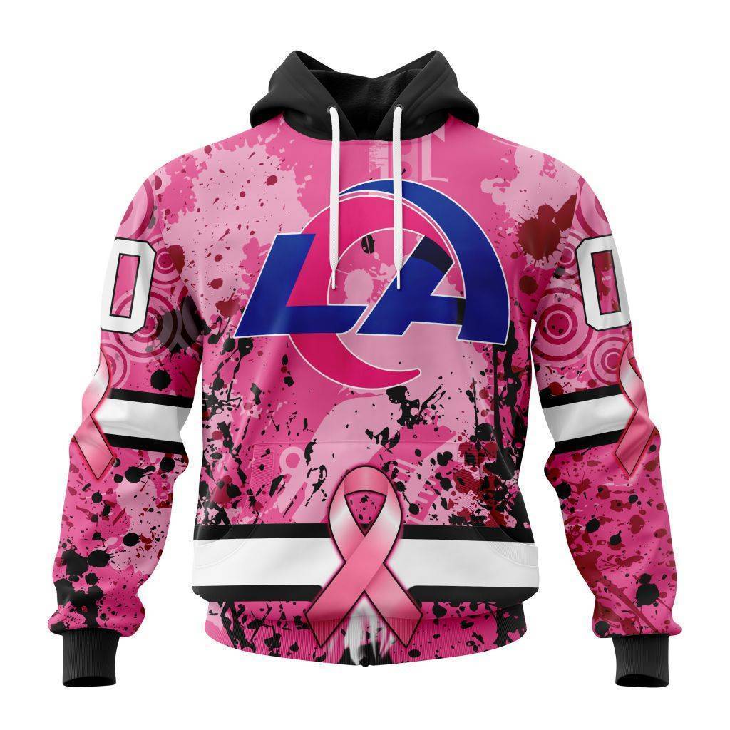 Customized NFL Los Angeles Rams I Pink I Can In October We Wear Pink Breast Cancer Unisex Hoodie PH1007