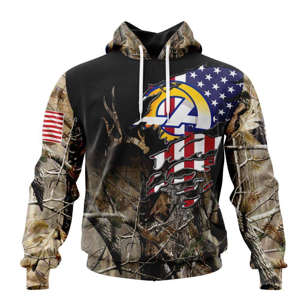 Customized NFL Los Angeles Rams Special Camo Realtree Hunting Unisex Hoodie PH1008