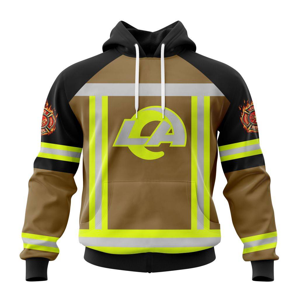Customized NFL Los Angeles Rams Special Firefighter Uniform Design Unisex Hoodie PH1009